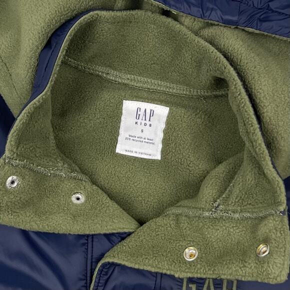 GapKids Olive Green Navy Blue Fleece Pullover Jacket Small 6-7 - Picture 3 of 3